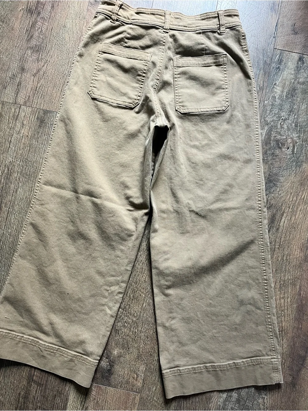 H&M Beige Wide Leg Crop Pants High Rise Utility Trouser Culottes size 8